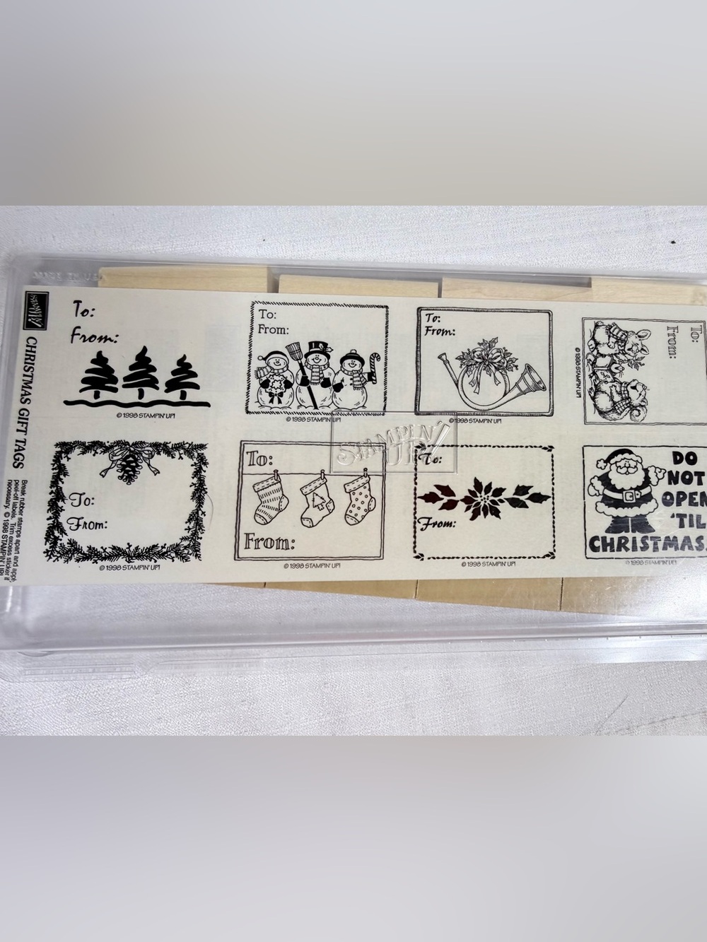 Vintage Stampin Up Christmas Gift Tags 1998 8 Rubber Stamps NEW Unmounted